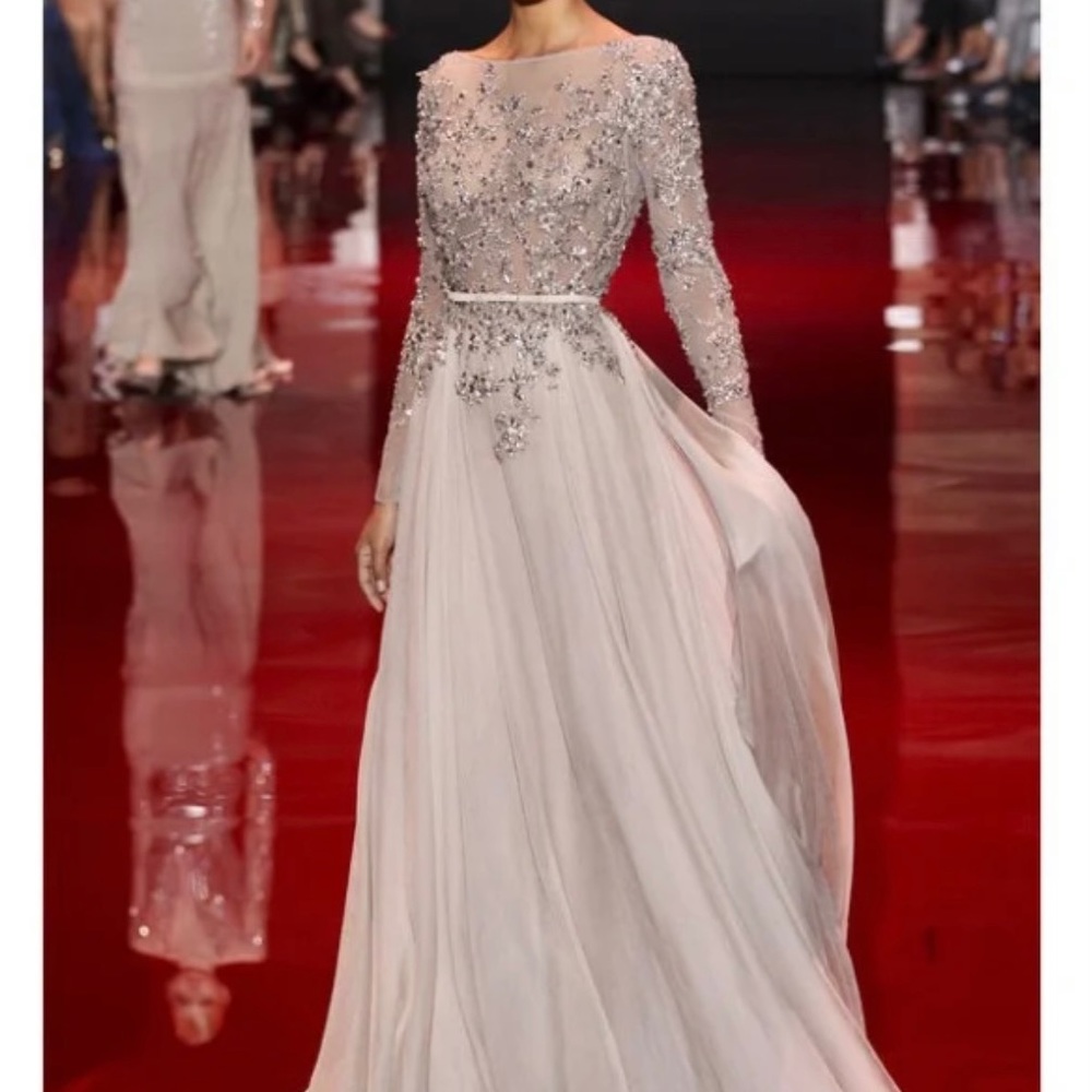 Lace Appliqué Maxi Dress in Silver Gray - Picture 4 of 6